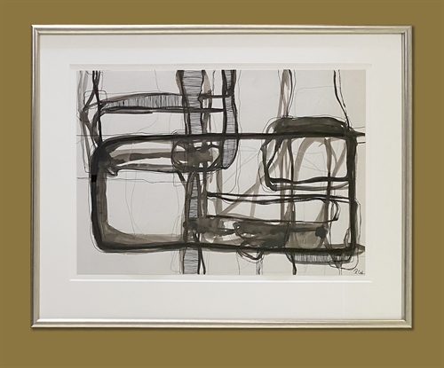 Akryl/tusch på papir af Pernille Calundan